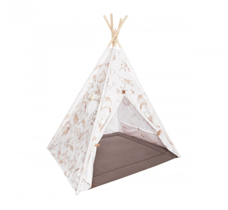 Corturi teepee - Cort de joaca Boho, saltea impermeabila inclusa, Indian Teepee din Bumbac, BabySteps