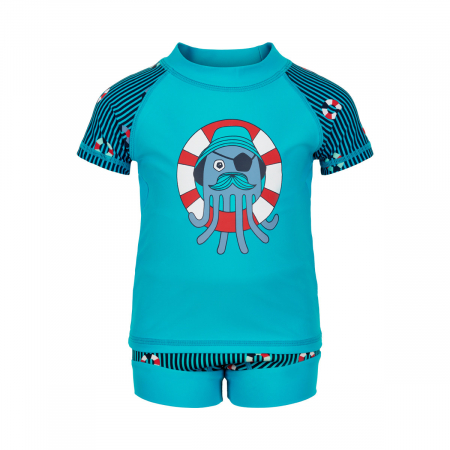 Costume de baie - Costum de baie baietei cu scutec integrat, model pirat UV40+