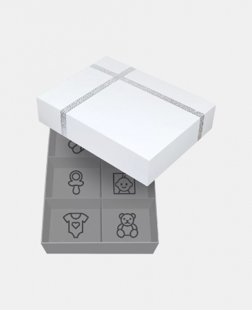 Cutie pentru amintirile bebelușului cu kit amprentă 2D – Double Frame White – Dooky [7]