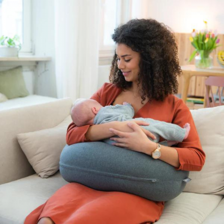 Doomoo - Perna mare pentru gravide si bebelusi 3 in 1, bumbac organic Buddy Cloudy Kaki [3]