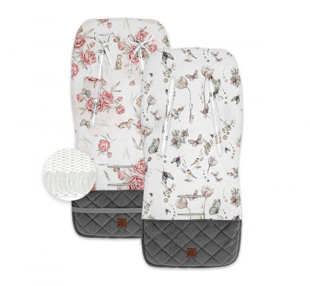 Accesorii carucioare - Insert Husa Bumbac Respirabila Carucior sport cu 2 fete, Peony Dreamland