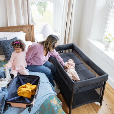 Joie - Patut pliant de calatorie transformabil in tarc Amigo, Shale [6]