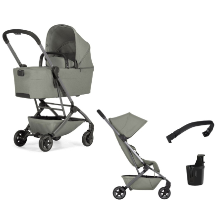 CARUCIOARE DE LA NASTERE - Cărucior 2 in 1 cu landou,bara pliabila si suport de panar,  ultra compact, ușor, Joolz, Aer2 - Sage green