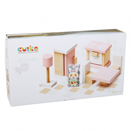 Jucarii din lemn - Jucarie Din Lemn Cubika, Set Constructii, "My Kitchen"