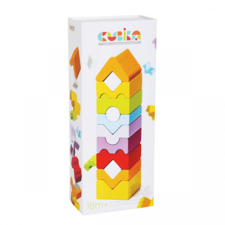 JUCARII - Jucarie Din Lemn Cubika, Set Constructii "Turn"