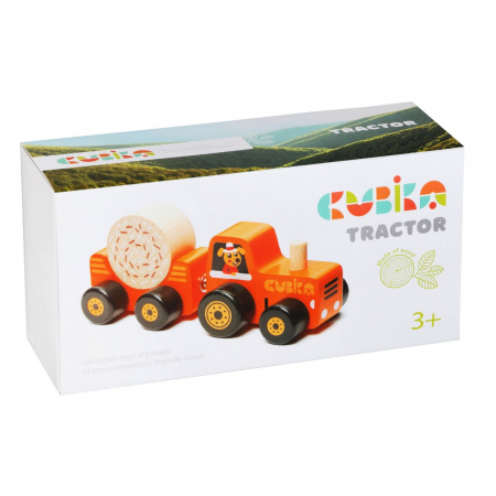 JUCARII - Jucarie din lemn, Cubika, Tractoras cu remorca