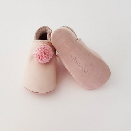 Papucei de casa roz cu pompoms [1]