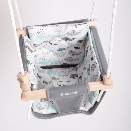 Leagane - Leagan multifunctional pentru copii, 1-5 ani (30 kg), testat TÜV Rheinland, Whale - cu sistem de prindere