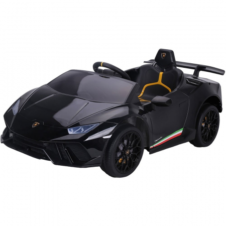 Masinute - Masinuta electrica Chipolino Lamborghini Huracan black cu scaun din piele si roti EVA