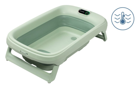 Cadite bebe - Maxi-Cosi INDIGO – Cădiță pliabilă pentru baie, 0–4 ani, cu termometru HighSense Sage Green