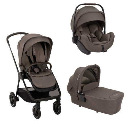 CARUCIOARE - Nuna - Carucior 3 in 1 compact  TRIV next cu landou si scoica Arra Flex Chestnut