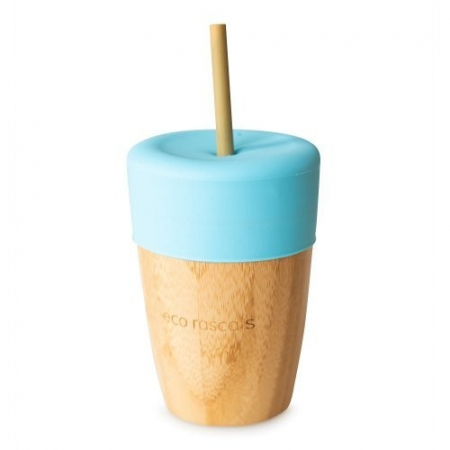 BEBE LA MASA - Pahar din bambus mare 240 ml, albastru, eco rascals