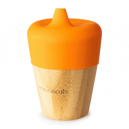 Pahare si cani de masa - Pahar din bambus mic 190 ml, portocaliu, eco rascals