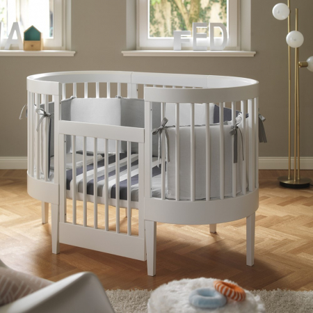 Pat bebe evolutiv oval 2 in 1  Giulia alb cu 2 saltele incluse -ALB [1]