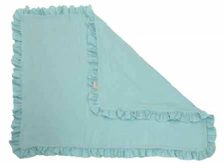 PUERICULTURA - Paturica pentru copii din bumbac muselina cu doua fete Amy Mint, 110x85cm