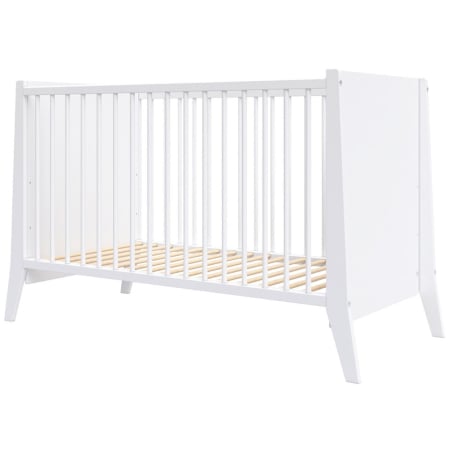 Patuturi de lemn bebelusi - Patut copii din lemn cu saltea din cocos Cosmo 120x60 cm alb