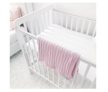 Patut din lemn pentru bebe, inaltime saltea reglabila, Clasic Alb 120x60 cm [2]