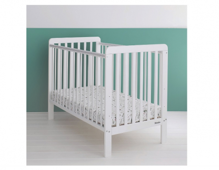 Patut din lemn pentru bebe, inaltime saltea reglabila, Clasic Alb 120x60 cm