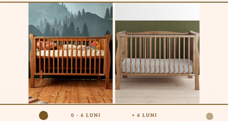 patut bebelusi, pat nou nascuti, pat din lemn pentru bebelusi, patut vintage,Patut din lemn pentru bebe, inaltime saltea reglabila, Noble Vintage 120x60 cm [6]