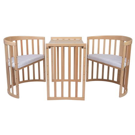 Patut Oval evolutiv-din lemn 7in1 cu saltea -natural -Bambus [6]