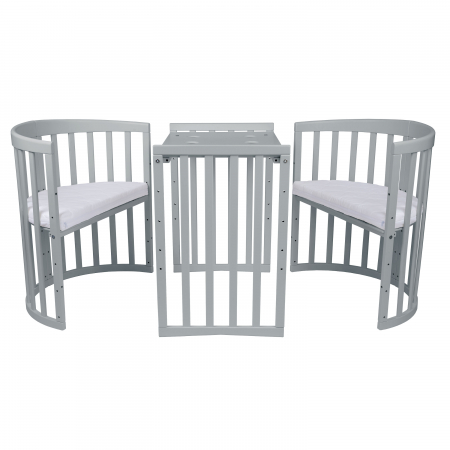 Patut Oval evolutiv din lemn 9 in 1 cu saltea -Grey -ce poate fi utilizat pana la 10 ani [6]