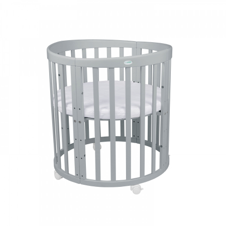 Patut Oval evolutiv din lemn 9 in 1 cu saltea -Grey -ce poate fi utilizat pana la 10 ani [1]