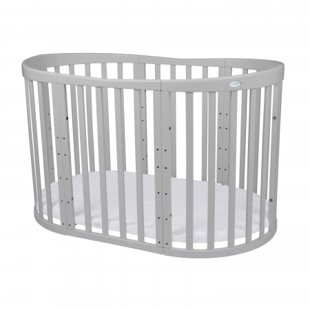 Patut Waldin Oval evolutiv din lemn  7in1 cu saltea -Grey [3]