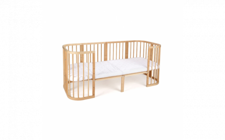Patut Oval evolutiv-din lemn 7in1 cu saltea -natural -Bambus [5]