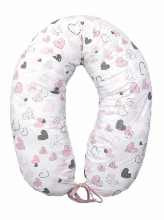 Perne alaptare - Perna pentru gravide si alaptare, husa detasabila din bumbac 100% si umplutura antialergica BabySoft  , Inimioare, Amy
