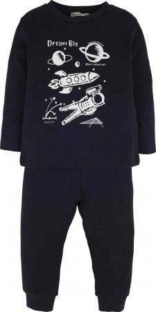 MODA COPII - Pijamale pentru baieti din bumbac cu model animalele junglei