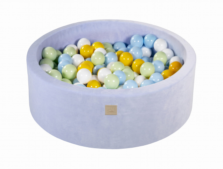 Piscine cu bile - Piscina uscata cu 200 de bile (Alb, Bej), 90x30 cm, Catifea Baby Blue