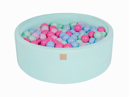 Piscine cu bile - Piscina uscata cu 200 de bile (Mint, Babyblue, Roz, Pastel Roz), 90x30 cm, Mint