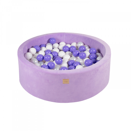 Piscina uscata cu 250 de bile (Alb Perlat, Alb, Lila) Lavanda, 90x40 cm, Catifea Lila [3]