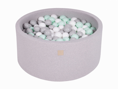Piscine cu bile - Piscina uscata cu 300 de bile (Alb, Gri, Mint) MeowBaby®, 90x40 cm