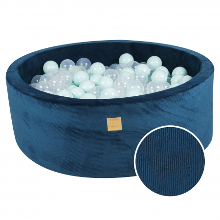 Piscine cu bile - Piscina uscata dimesiunea 90 x 30 cm catifelata cu 200 de bile (verde-mint, transparent) Sea blue-velvet
