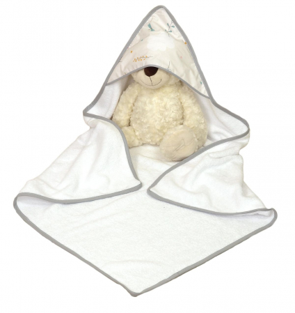 Halate si Prosoape - Prosop de baie pentru bebelusi din bumbac, cu gluga, Airy Bej, 75 x 75 cm