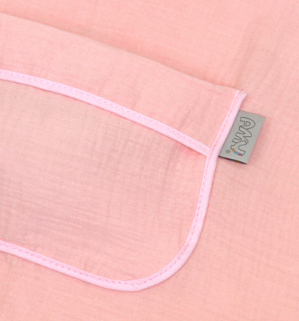 Prosop din bumbac muselina cu gluga si buzunar pentru bebelusi si copii, Poncho, Rose, 60x65 cm [3]