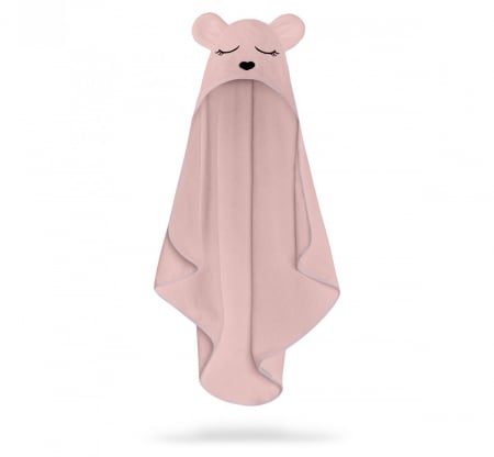 Halate si Prosoape - Prosop din fibra de bambus cu gluga pentru bebelusi si copii, Teddy Sepia Rose, marimea S 85x90cm
