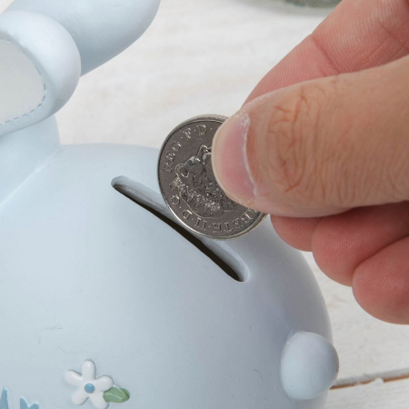 Cadouri baby shower - Pusculita iepuras pentru baietel Petit Cheri
