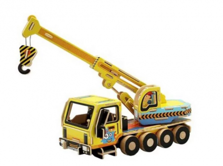 Jucarii educative - Puzzle 3D Macara, Robotime, Lemn, 74 piese, VE301