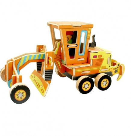 Jucarii educative - Puzzle 3D Masina de turnat asfalt, Robotime, Lemn, 48 piese, VE210