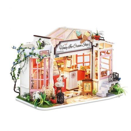 Jucarii educative - Puzzle 3D Minicasuta Honey Ice-cream Shop, RoLife, 70 piese, DG148