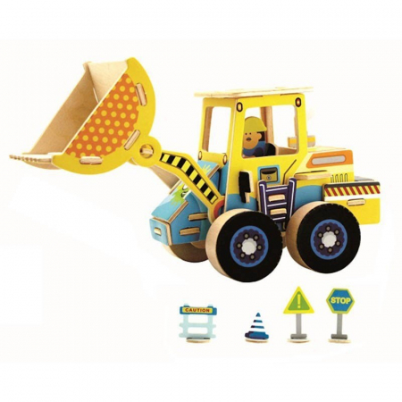 Jucarii educative - Puzzle 3D Stivuitor, Robotime, Lemn, 44 piese, VE202