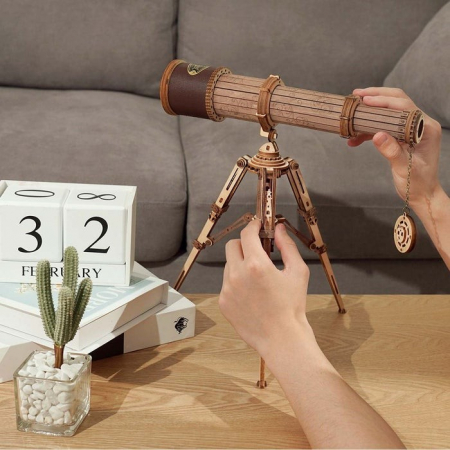 Puzzle 3D Telescopul monocular, ROKR, Lemn, 314 Piese, ST004 [2]