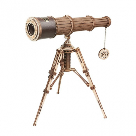 Jucarii educative - Puzzle 3D Telescopul monocular, ROKR, Lemn, 314 Piese, ST004