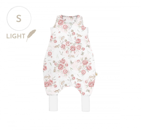 Saci de dormit - Sac de dormit cu picioare, bumbac muselina 0.5 Tog, Light Peony Dreamland, S, 1-3 ani