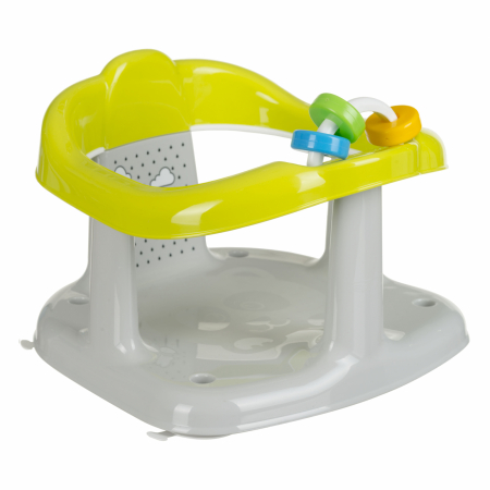 Jucarii de baie - Scaun de baie pentru bebe, cu jucarii, Antiderapant, Panda, Gri cu verde