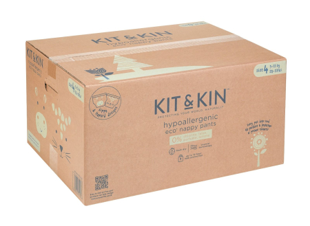 Scutece premium - Scutece Hipoalergenice Eco Kit&Kin Chilotel Maxi, Marimea 4, 9-15 kg, 132 buc