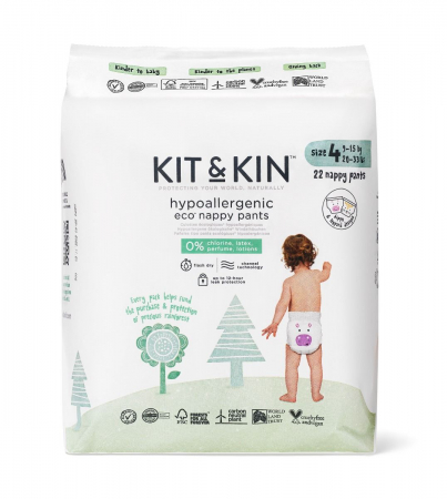 MODA COPII - Scutece Hipoalergenice Eco Kit&Kin Chilotel Maxi, Marimea 4, 9-15 kg, 22 buc