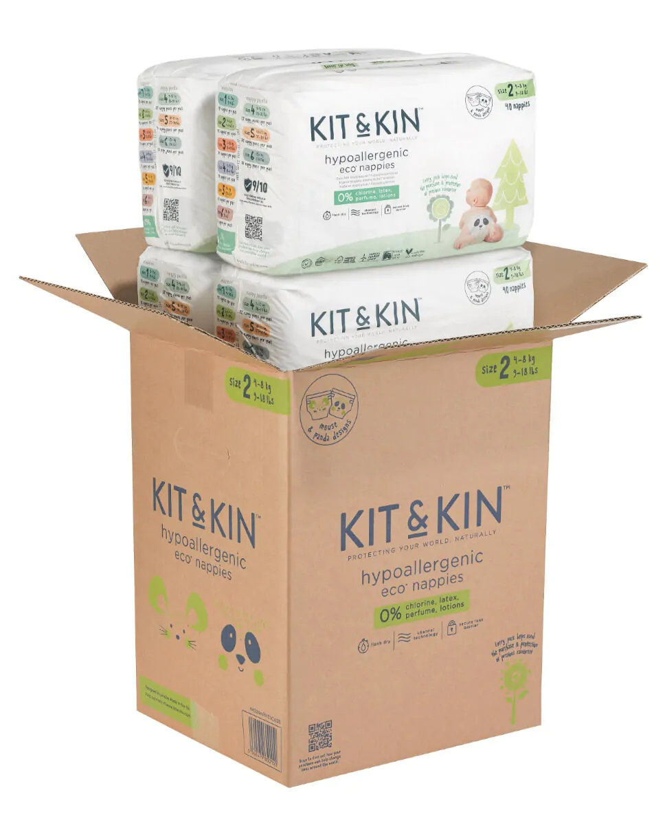 PUERICULTURA - Scutece Hipoalergenice Eco Kit&Kin, Marimea 2, 4-8 kg , 152 buc